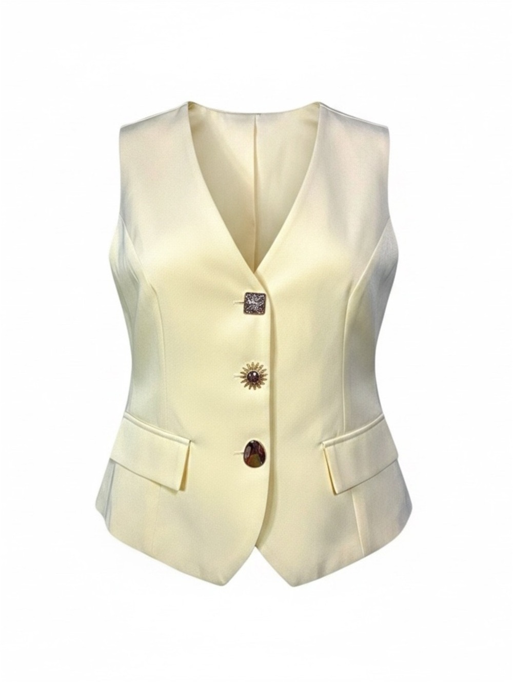 Milk & Honey Women’s Yellow Tailored Vest Size Small V-Neck NWOT Career Chic